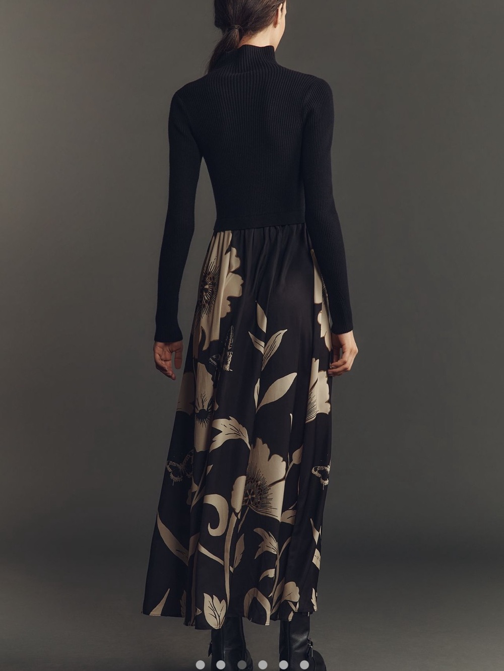 🦋Anthropologie Thea Long Sleeve Twofer Maxi Dress New 2X Butterfly Floral Black - Picture 6 of 16